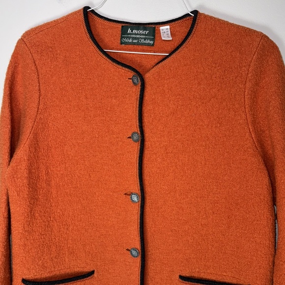 H. Moser Burnt Orange Wool cardigan Blazer - Picture 2 of 7